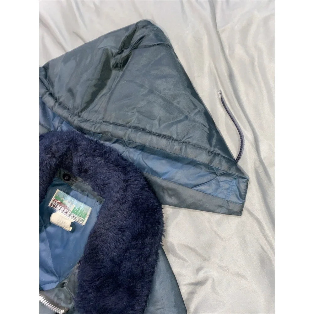 Vtg Retro Funky Bomber Full Zip Jacket Mens Size Large Quilted Pocket Fur Collar